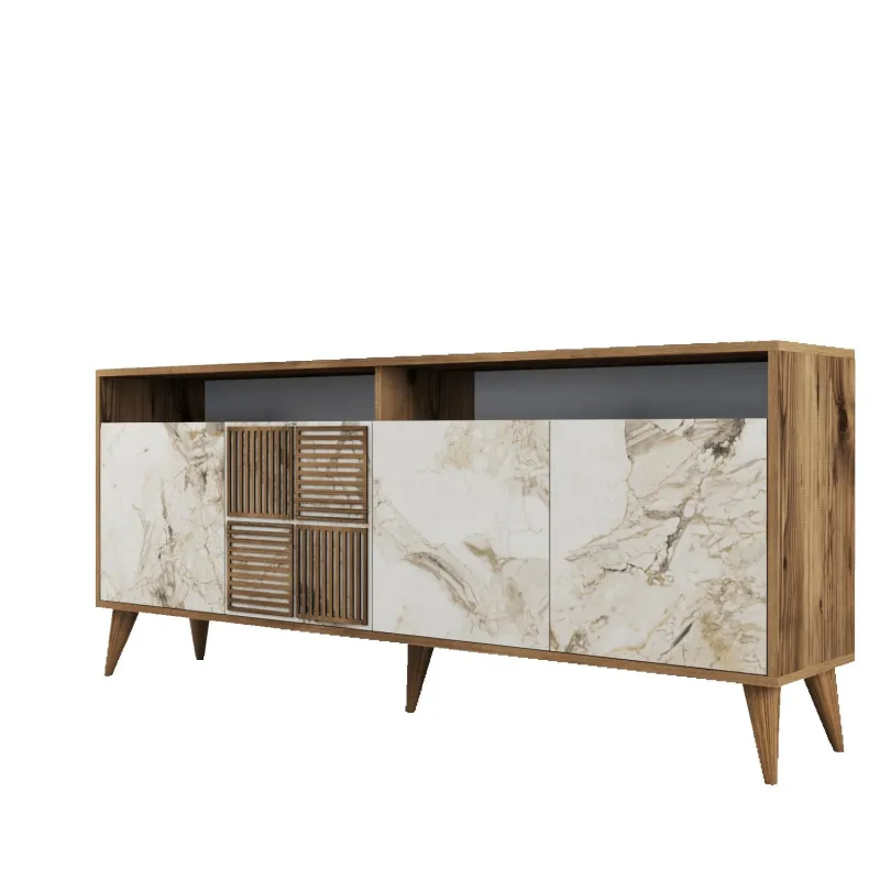 Dulap Tip Constola Milan - Walnut, White Marble 180 X 78.6 X 35  - 6