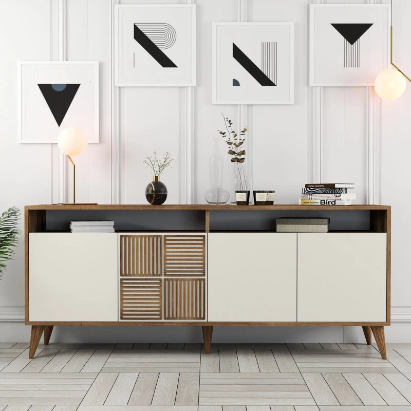 Dulap Tip Consola Milan - Walnut, Cream 180 X 78.6 X 35  - 1