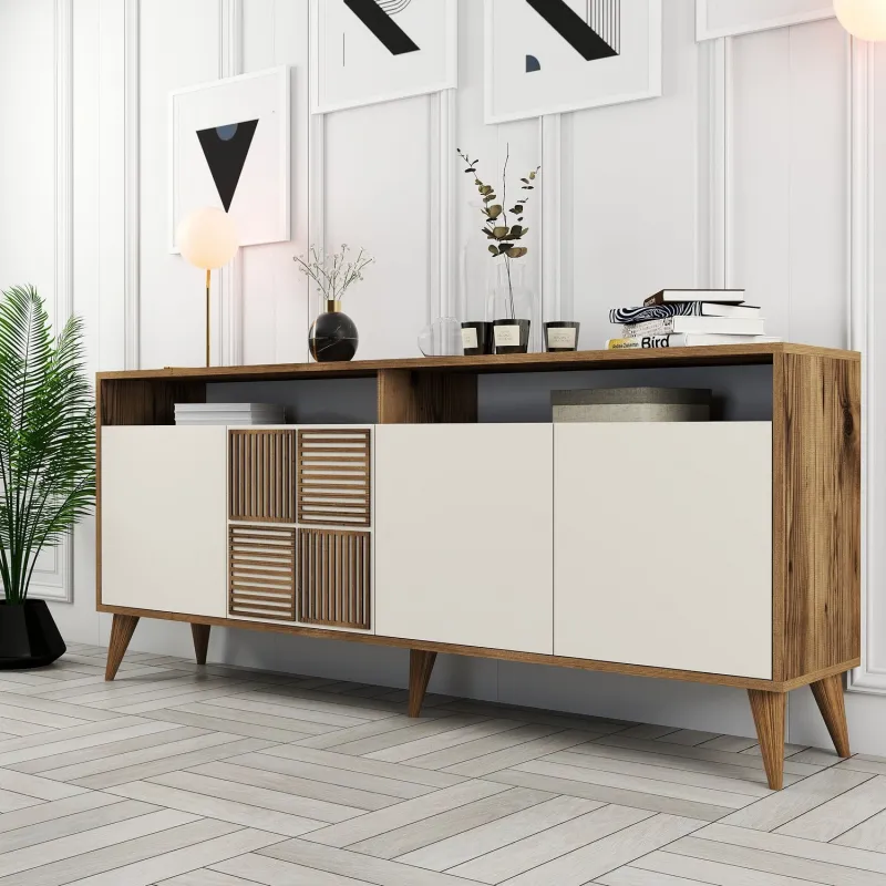Dulap Tip Consola Milan - Walnut, Cream 180 X 78.6 X 35  - 2