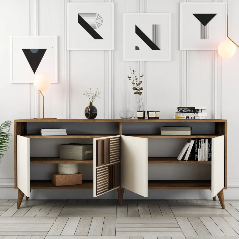Dulap Tip Consola Milan - Walnut, Cream 180 X 78.6 X 35  - 3