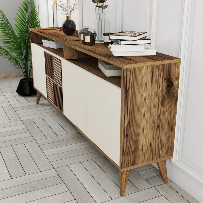 Dulap Tip Consola Milan - Walnut, Cream 180 X 78.6 X 35  - 4