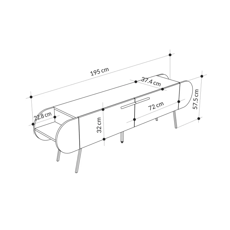 Comoda TV Capsule - Hitit 195 X 57.5 X 37.4  - 6