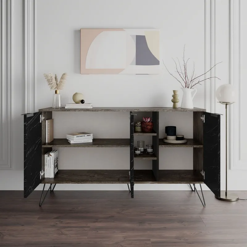 Dulap Tip Consola Clara - Dark Brown, Bendir 142 X 83 X 35.6  - 2