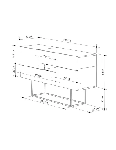 Dulap Tip Consola Eros - Light Mocha, Lagina 145 X 82 X 30  - 5