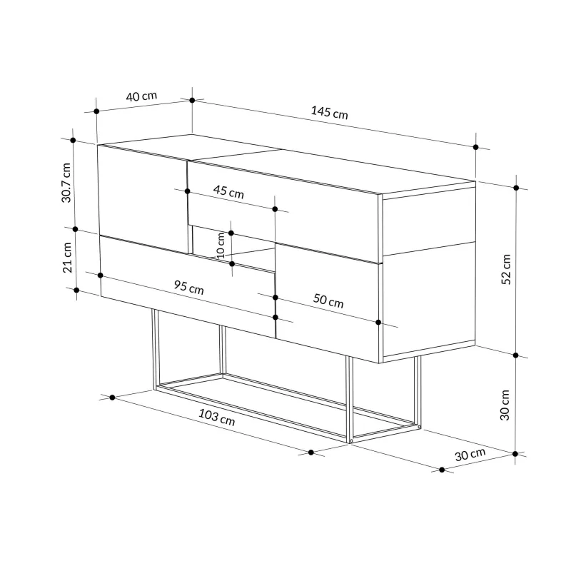 Dulap Tip Consola Eros - Light Mocha, Lagina 145 X 82 X 30  - 5