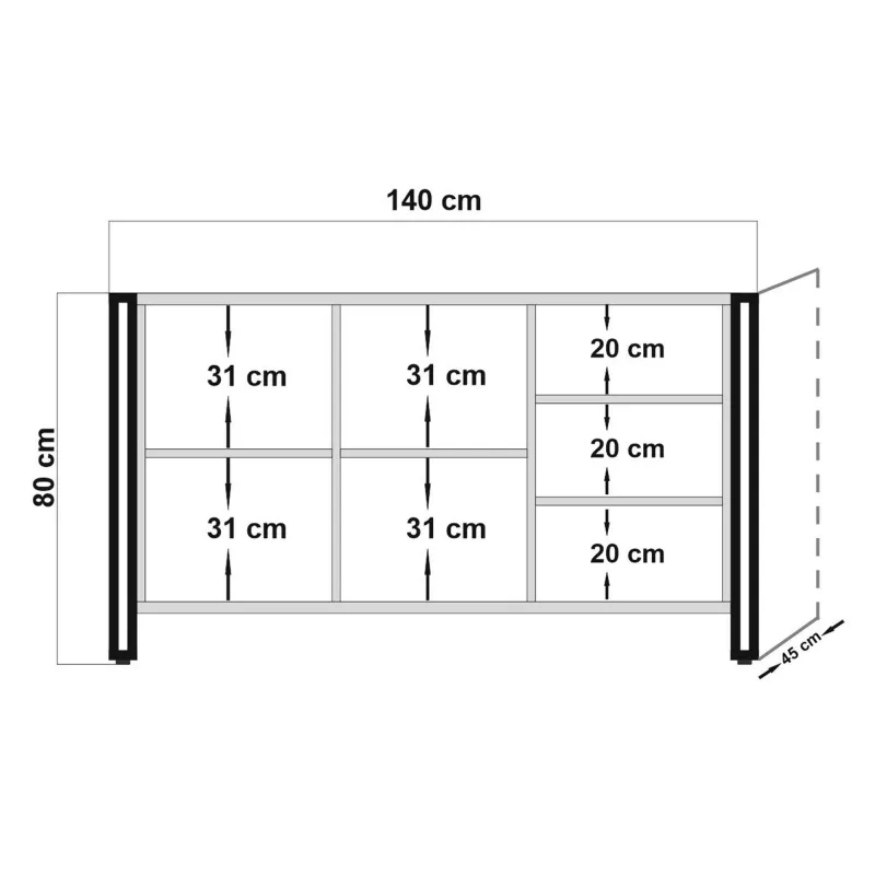 Dulap Tip Consola Arcas Freda 140 X 80 X 45  - 6