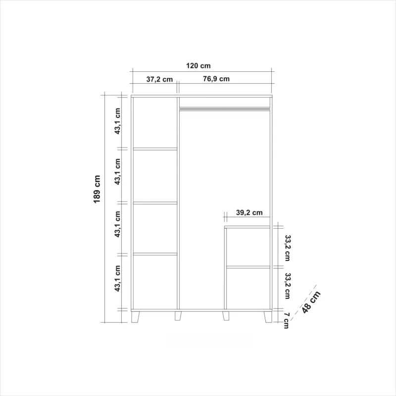 Dulap Dormitor Hedera 1 - White 120 X 189 X 48  - 5