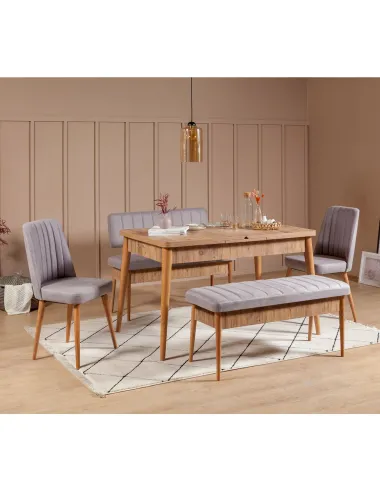 Set Masa cu Scaune 5 Piese Vina Atlantic Soho Grey - 1