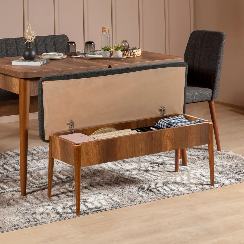 Set Masa si Scaune 5 Piese Vina Walnut Anthracite  - 2