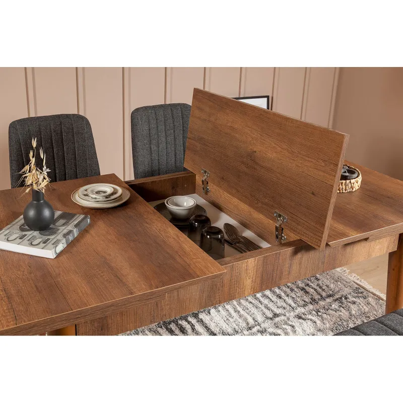 Set Masa si Scaune 5 Piese Vina Walnut Anthracite  - 3