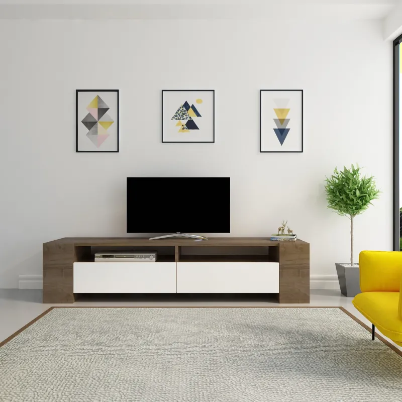 Comoda TV Sosruko - Walnut, White 155 X 35 X 35  - 1