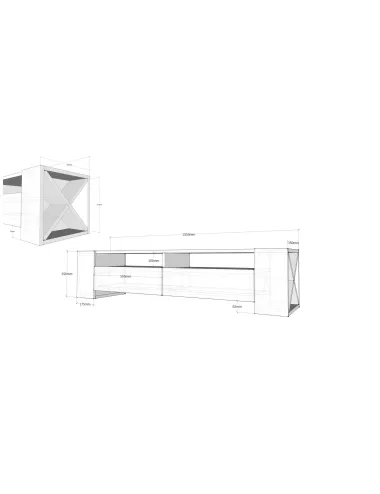 Comoda TV Sosruko - Walnut, White 155 X 35 X 35  - 3