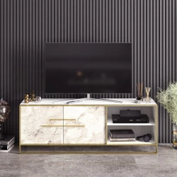 Comoda TV cu Ornament Auriuiu Polka - White 160 X 56.6 X 38.5 - 2