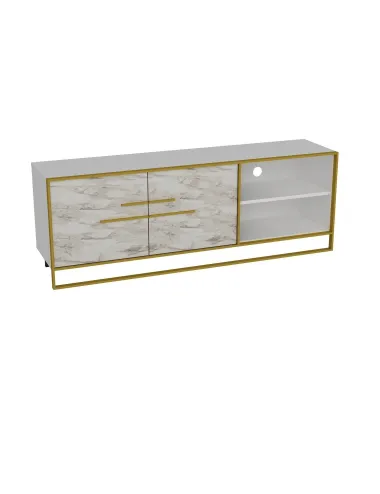 Comoda TV cu Ornament Auriuiu Polka - White 160 X 56.6 X 38.5  - 4