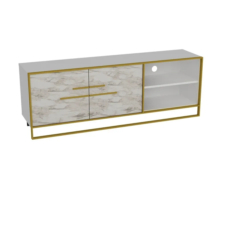 Comoda TV cu Ornament Auriuiu Polka - White 160 X 56.6 X 38.5  - 4
