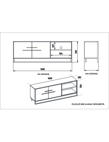 Comoda TV cu Ornament Auriuiu Polka - White 160 X 56.6 X 38.5  - 6