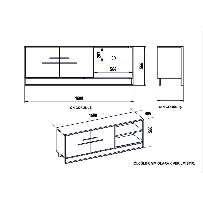 Comoda TV cu Ornament Auriuiu Polka - White 160 X 56.6 X 38.5  - 6