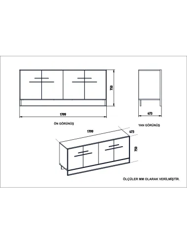 Dulap Tip Consola Polka - White 179.9 X 75 X 47.3  - 5