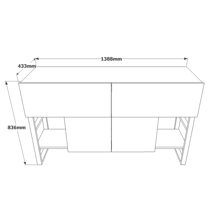 Dulap Tip Consola Stil Industrial ML25-A 138.8 X 83.6 X 43.3  - 6