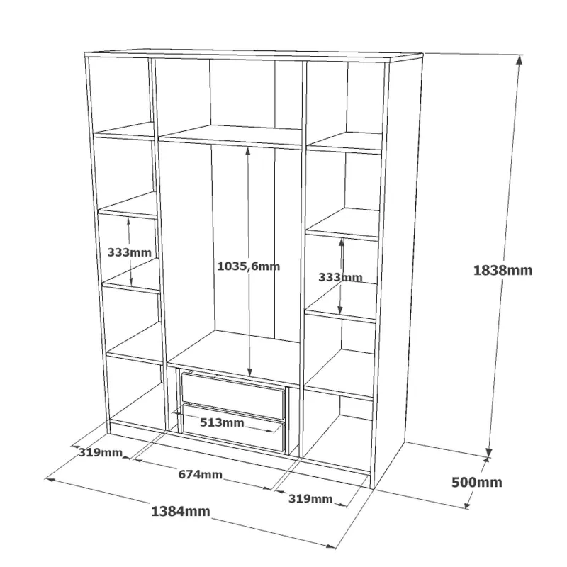 Dulap Dormitor HM2-W 138.4 X 183.8 X 50  - 6