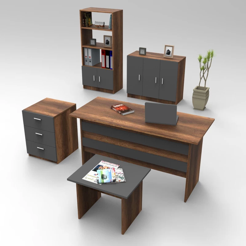 Set Mobila Pentru Birou 5 piese VO14-BA Culoare Nuc  - 1