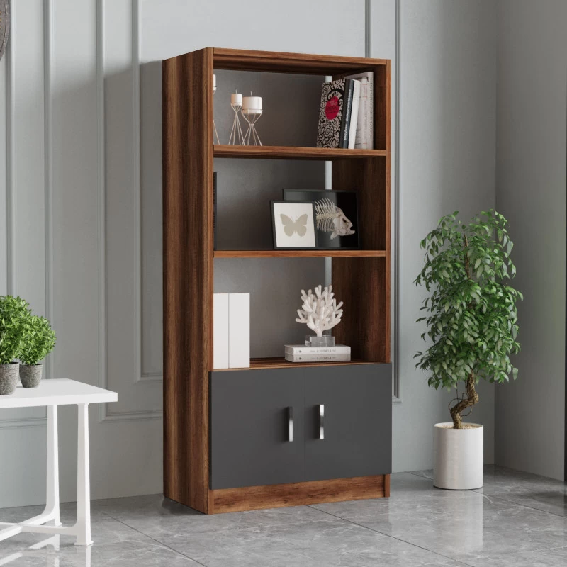 Set Mobila Pentru Birou 5 Piese VO15-BA Culoare Nuc si Antracit  - 5