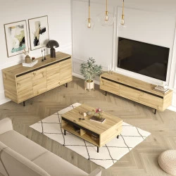 Set Mobilier Living 3 Piese LV34-KL Culoare Stejar - 2