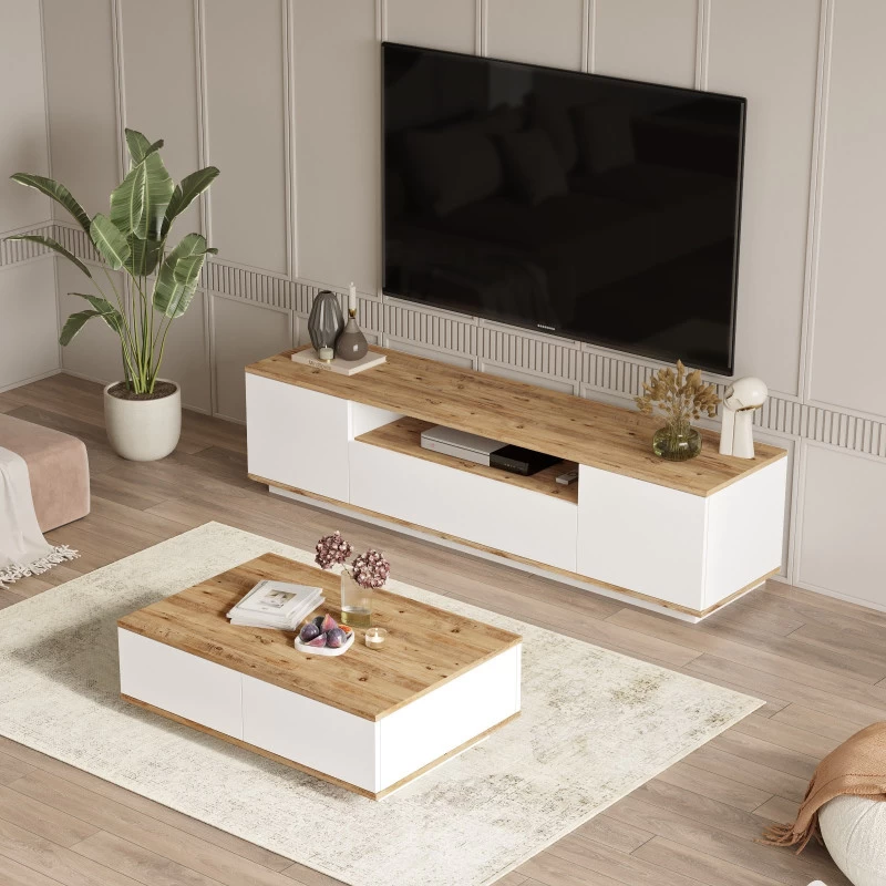 Set Mobilier Living 2 Piese FR17-AW Comanda TV si Masa Cafea  - 1