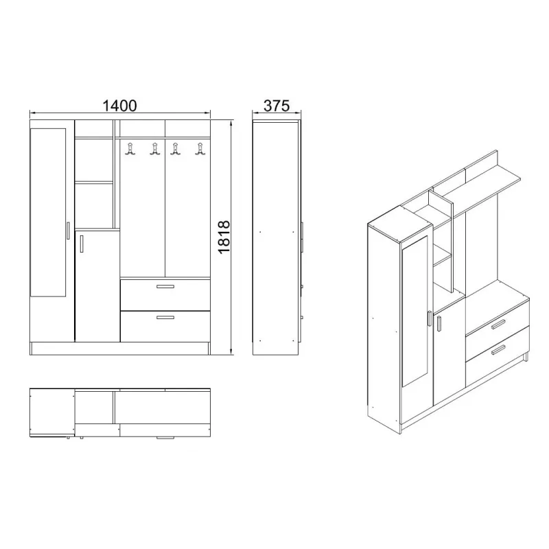 Cuier cu Dulapior DD5-AA  140 X 181.8 X 36.8  - 6