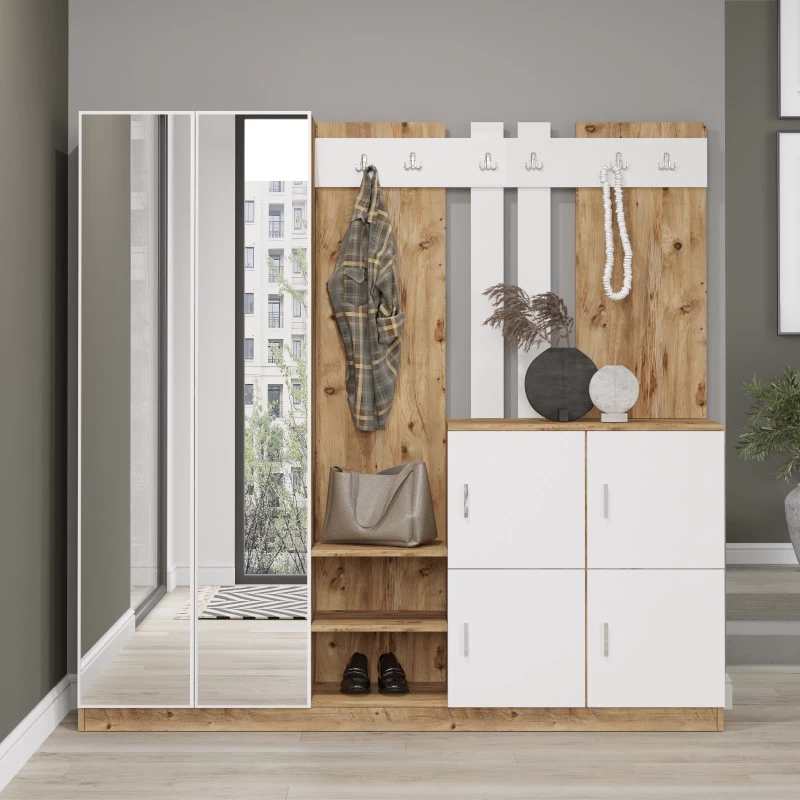Cuier Dimensiuni Mari cu Dulapioare si Oglinda DD9-AW 187.2 X 180 X 37.5  - 1