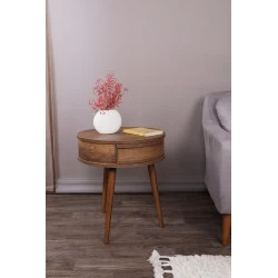 Masuta Decorativa Yuvarlak - Walnut 50 X 60 X 50 - 1