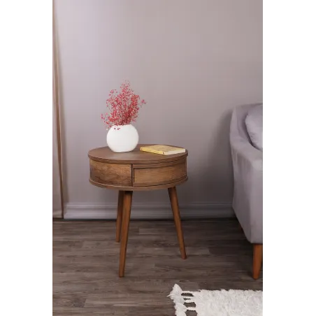 Masuta Decorativa Yuvarlak - Walnut 50 X 60 X 50  - 1