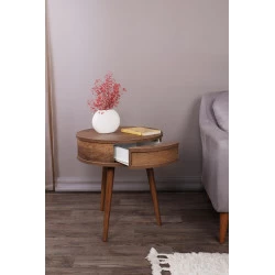Masuta Decorativa Yuvarlak - Walnut 50 X 60 X 50 - 2