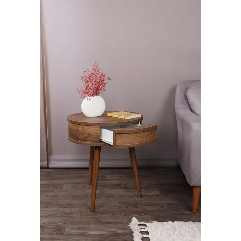 Masuta Decorativa Yuvarlak - Walnut 50 X 60 X 50  - 2