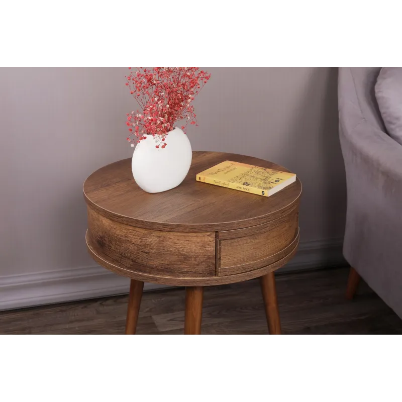 Masuta Decorativa Yuvarlak - Walnut 50 X 60 X 50  - 4