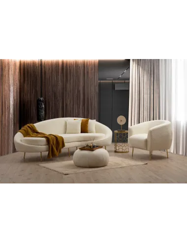 Canapea Tapitata Moderna 3 Locuri Eses - Cream Bouclett 255 X 85 X 120 - 2