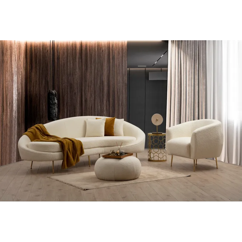 Canapea Tapitata Moderna 3 Locuri Eses - Cream Bouclett 255 X 85 X 120  - 2