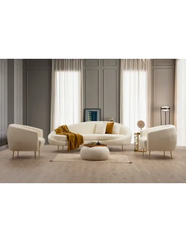 Canapea Tapitata Moderna 3 Locuri Eses - Cream Bouclett 255 X 85 X 120  - 5