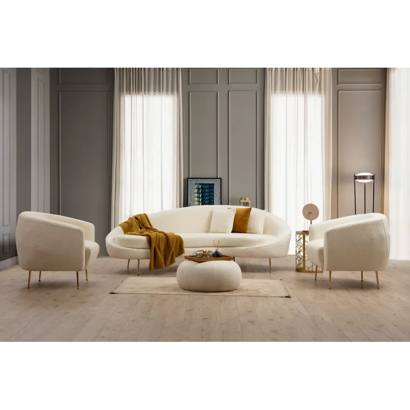 Canapea Tapitata Moderna 3 Locuri Eses - Cream Bouclett 255 X 85 X 120  - 5