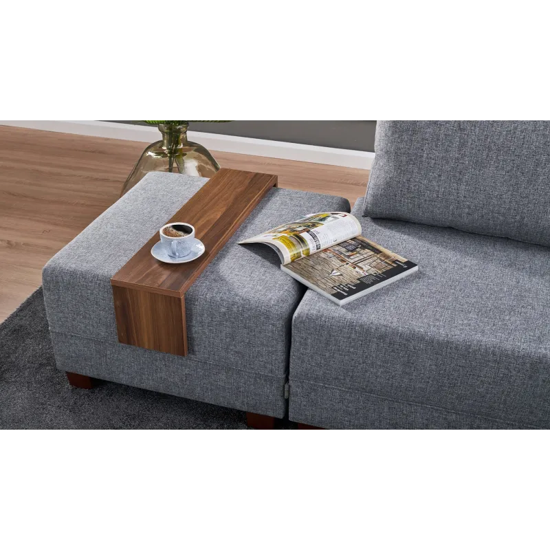 Canapea Tip Coltar cu Tabureti Fly Corner Sofa Bed Right- Grey  - 4