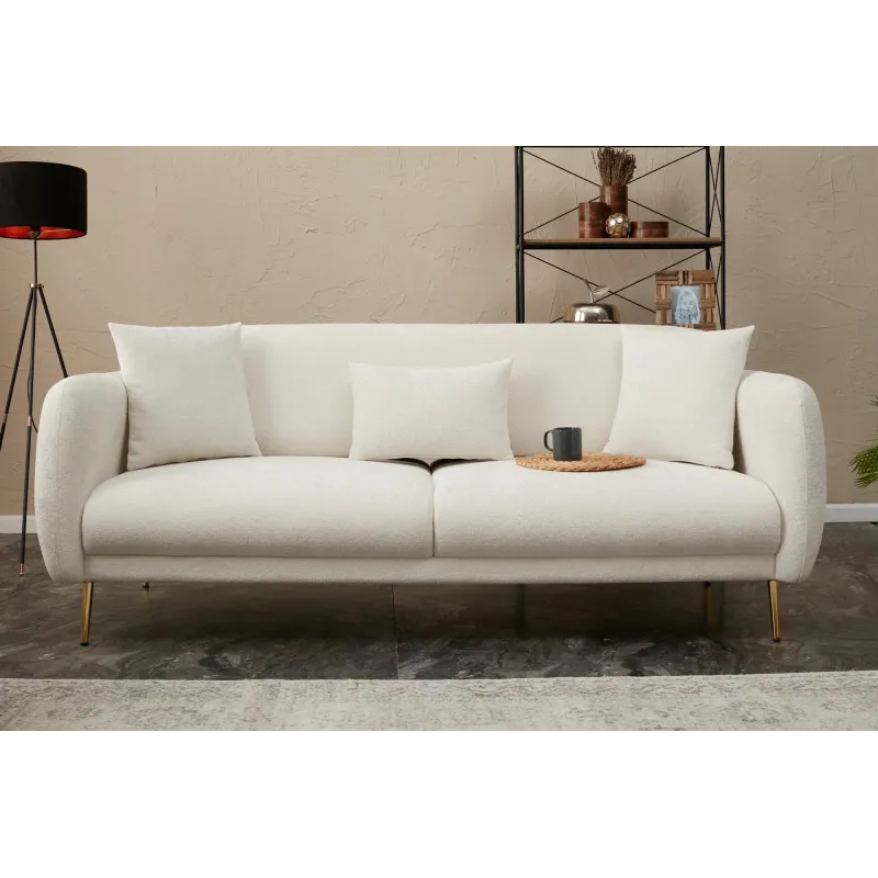 Canapea Tapitata cu 3 Locuri Simena - Cream 210 X 80 X 95  - 1