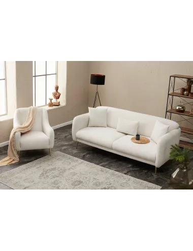 Canapea Tapitata cu 3 Locuri Simena - Cream 210 X 80 X 95 - 2