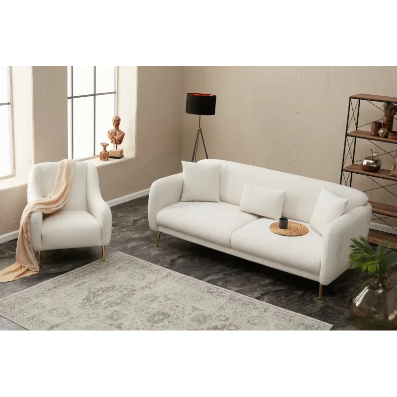 Canapea Tapitata cu 3 Locuri Simena - Cream 210 X 80 X 95  - 2