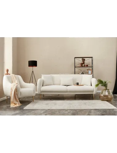 Canapea Tapitata cu 3 Locuri Simena - Cream 210 X 80 X 95  - 3