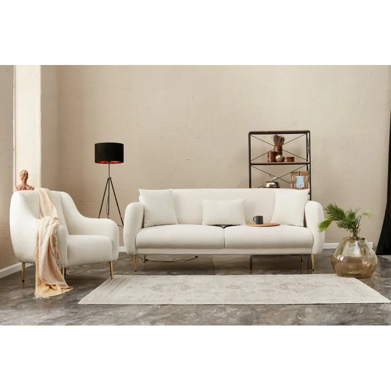 Canapea Tapitata cu 3 Locuri Simena - Cream 210 X 80 X 95  - 3