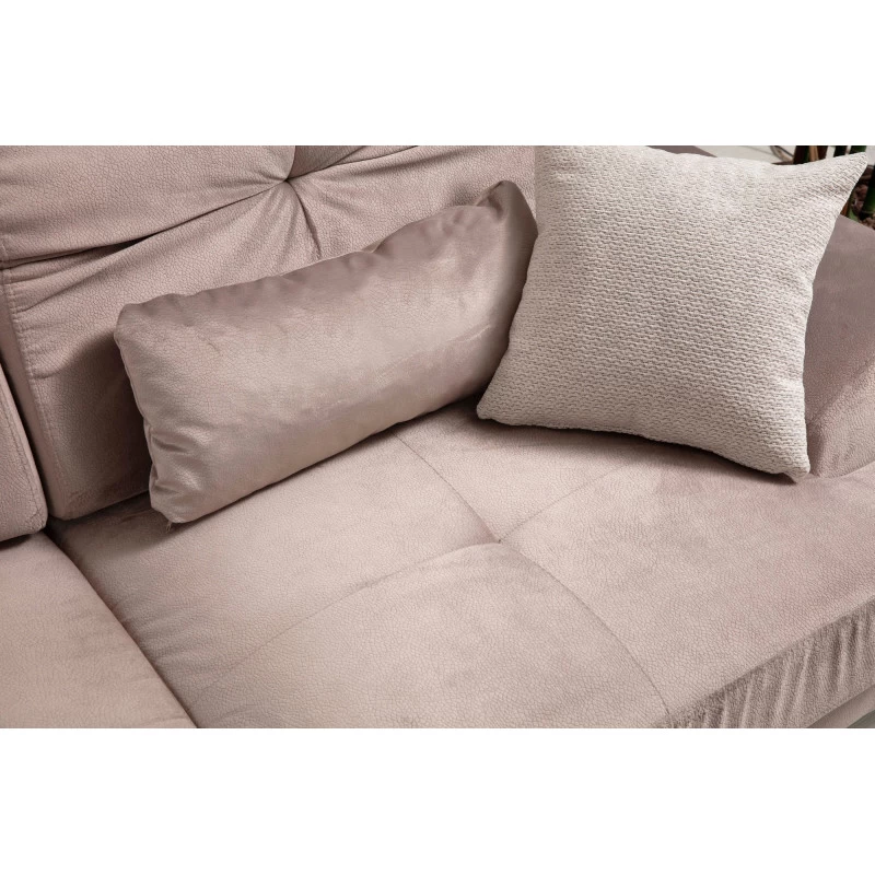 Canapea Tip Coltar Tapitat cu Perne Incluse Frido Corner Right (L3+Chl) - Beige  - 5