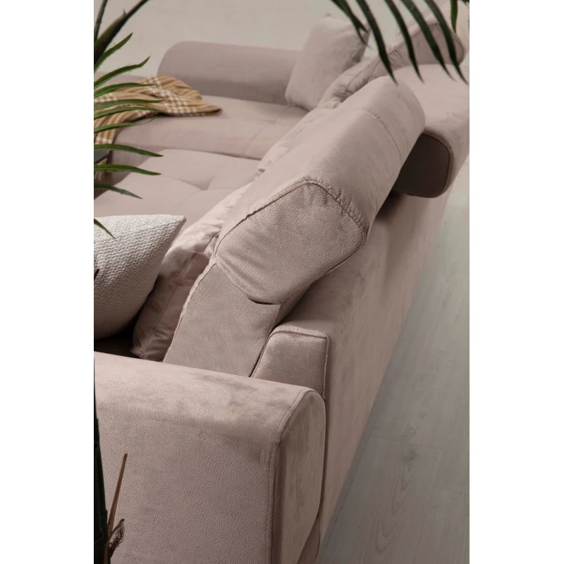 Canapea Tip Coltar Tapitat cu Perne Incluse Frido Corner Right (L3+Chl) - Beige  - 6