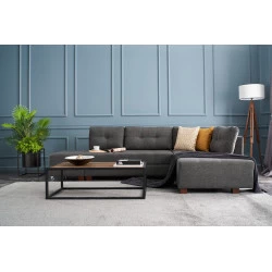 Canapea Tip Coltar Extensibil Manama Corner Sofa Bed Right - Anthracite Tapitat - 1