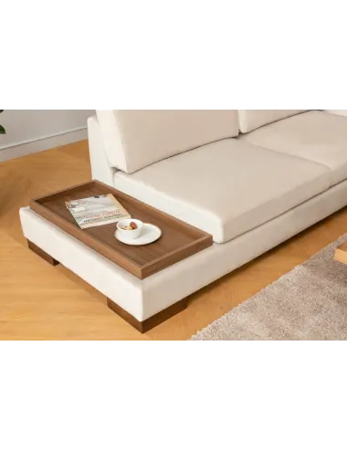 Canapea Tip Coltar cu Taburet Tulip Corner Right With Pouf - Beige  - 4