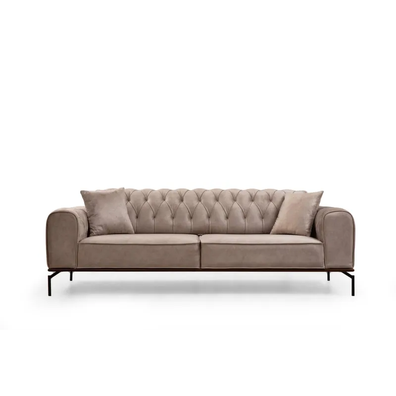 Canapea Tapitata cu Spatar Reglabil Siesta With Capitone 3 Seater - Cream  - 4